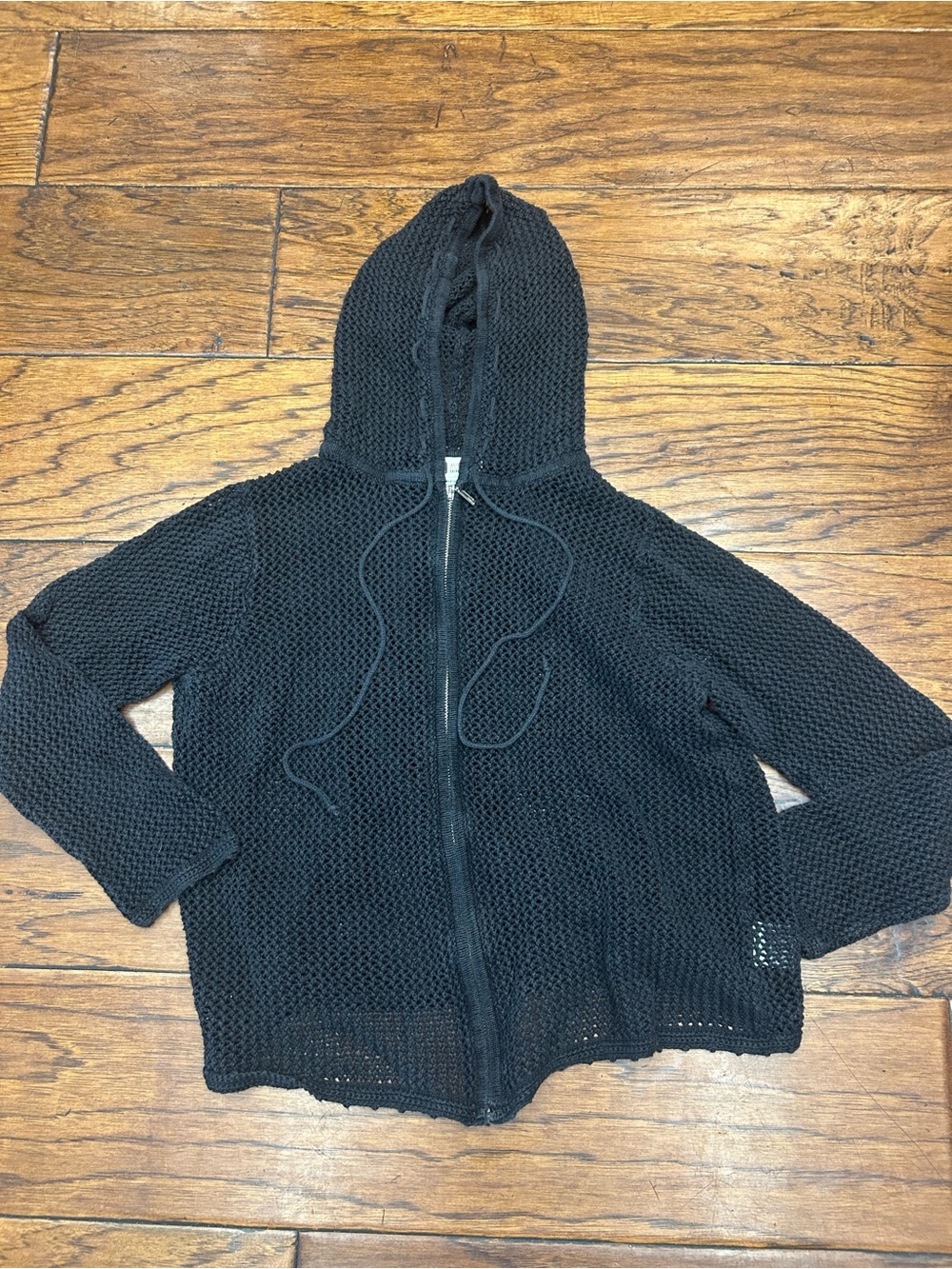 Faded Glory Charcoal Open-Knit Zip Hoodie